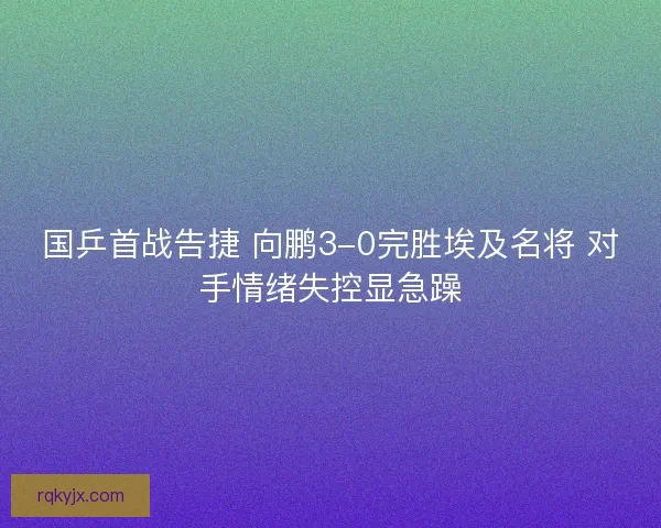 国乒首战告捷 向鹏3-0完胜埃及名将 对手情绪失控显急躁